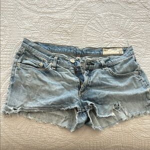 Rag & Bone Blue Jean Shorts with Distressed Finish